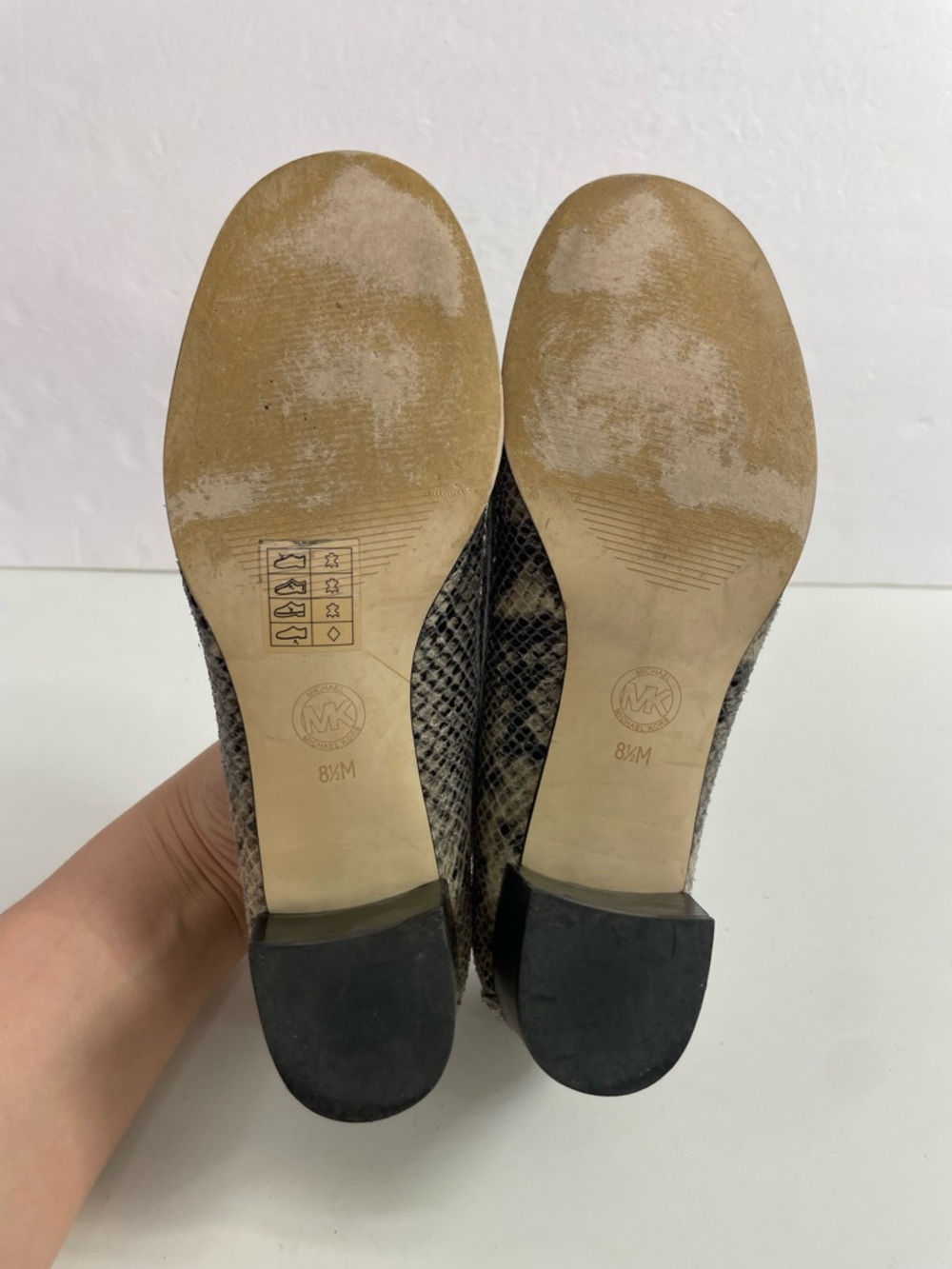 MICHAEL‎ Michael Kors Snake-Print Low Block Heel Loafers in Gray and Black - Picture 11 of 14